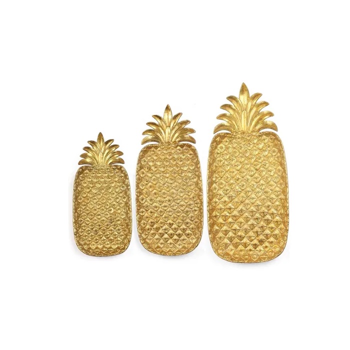 Wholesale Three Size Resin Gold Pineapple Wall Decoration Luxury Wall Accessories Gold Garden Wall Hanging
