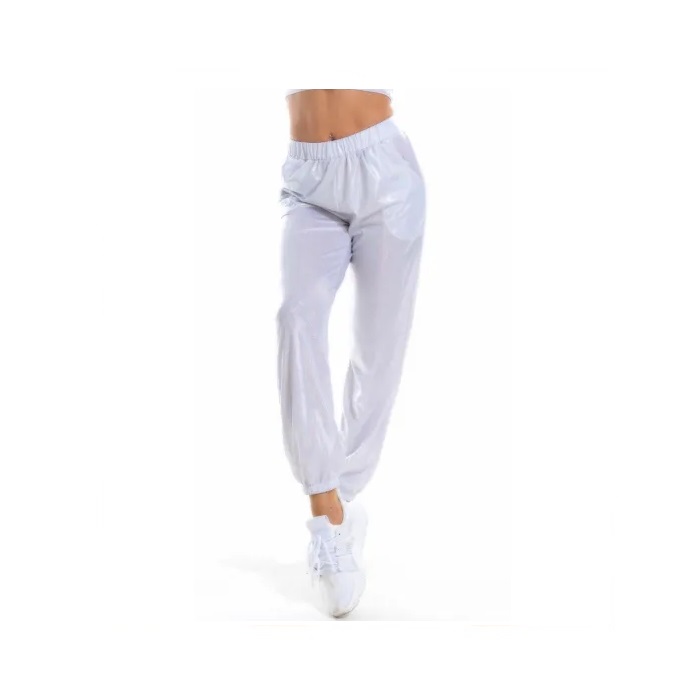 High Waist Streetwear Female Loose Plain Colour Pants Laser Colour Women Performance Costume Bottoms