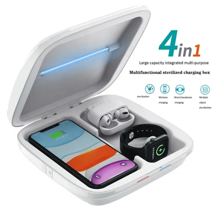 Portable UV-C Light Steriliser Multifunctional 4in1 Wireless Charger UV Sterilizer Disinfection UV Box